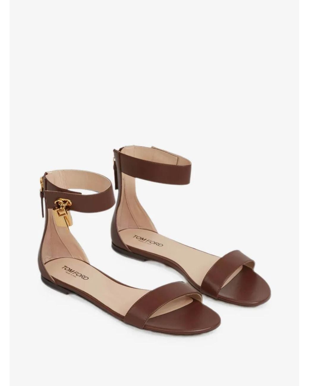 Tom Ford Brown Leather Flat Sandals