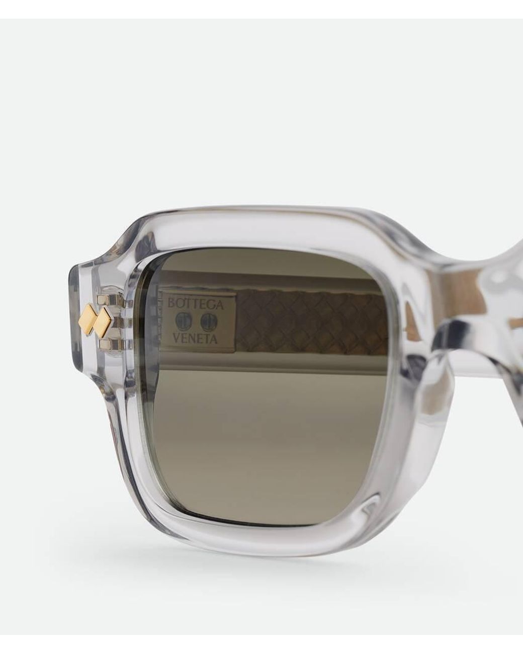 Bottega Veneta Multicolor Intrecciato Rectangular Sunglasses