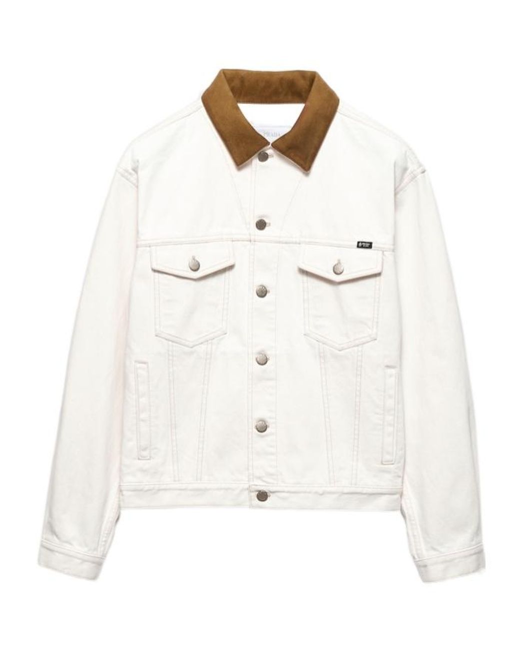 Prada White Button-Up Denim Jacket for men