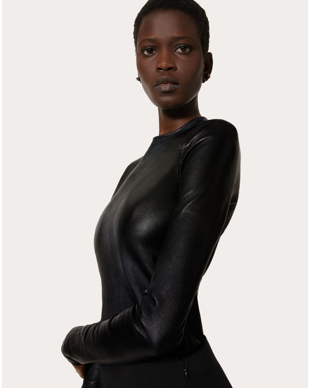 Valentino Black Stretch Long-Sleeved Blouse
