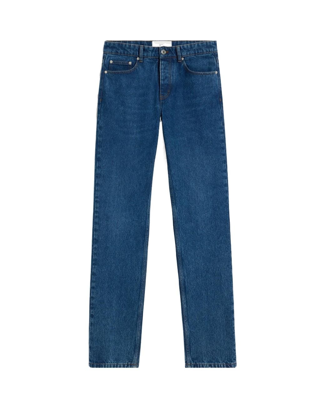 AMI Blue Mid-Rise Straight-Leg Jeans for men