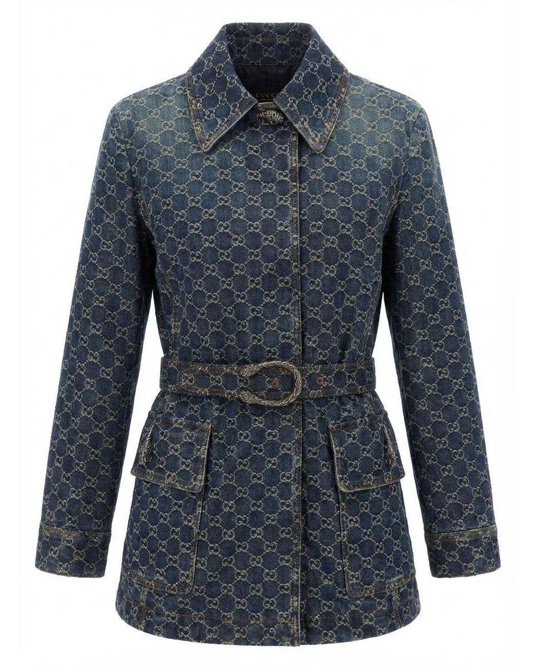 Gucci Blue Gg Cotton Denim Jacquard Jacket