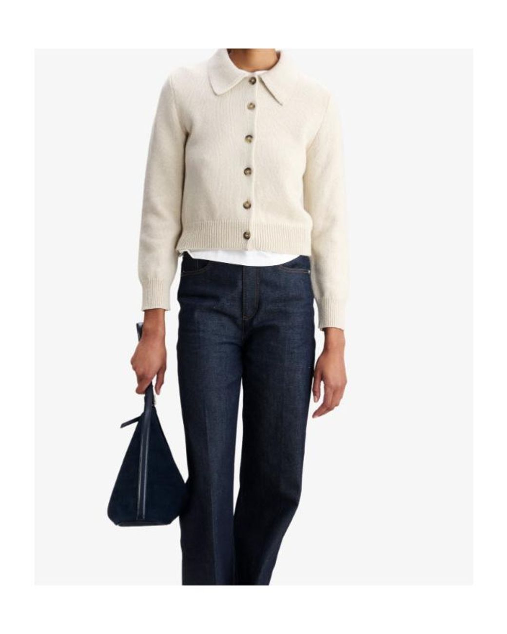 A.P.C. White Marie Pointed Collar Cardigan