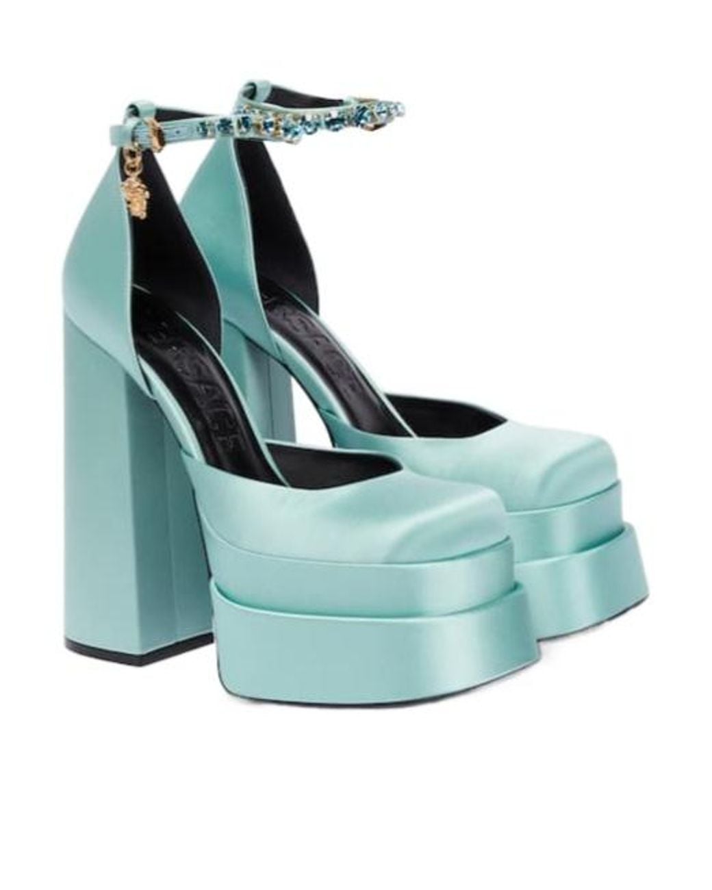 Versace Blue Medusa Aevitas Platform Heels