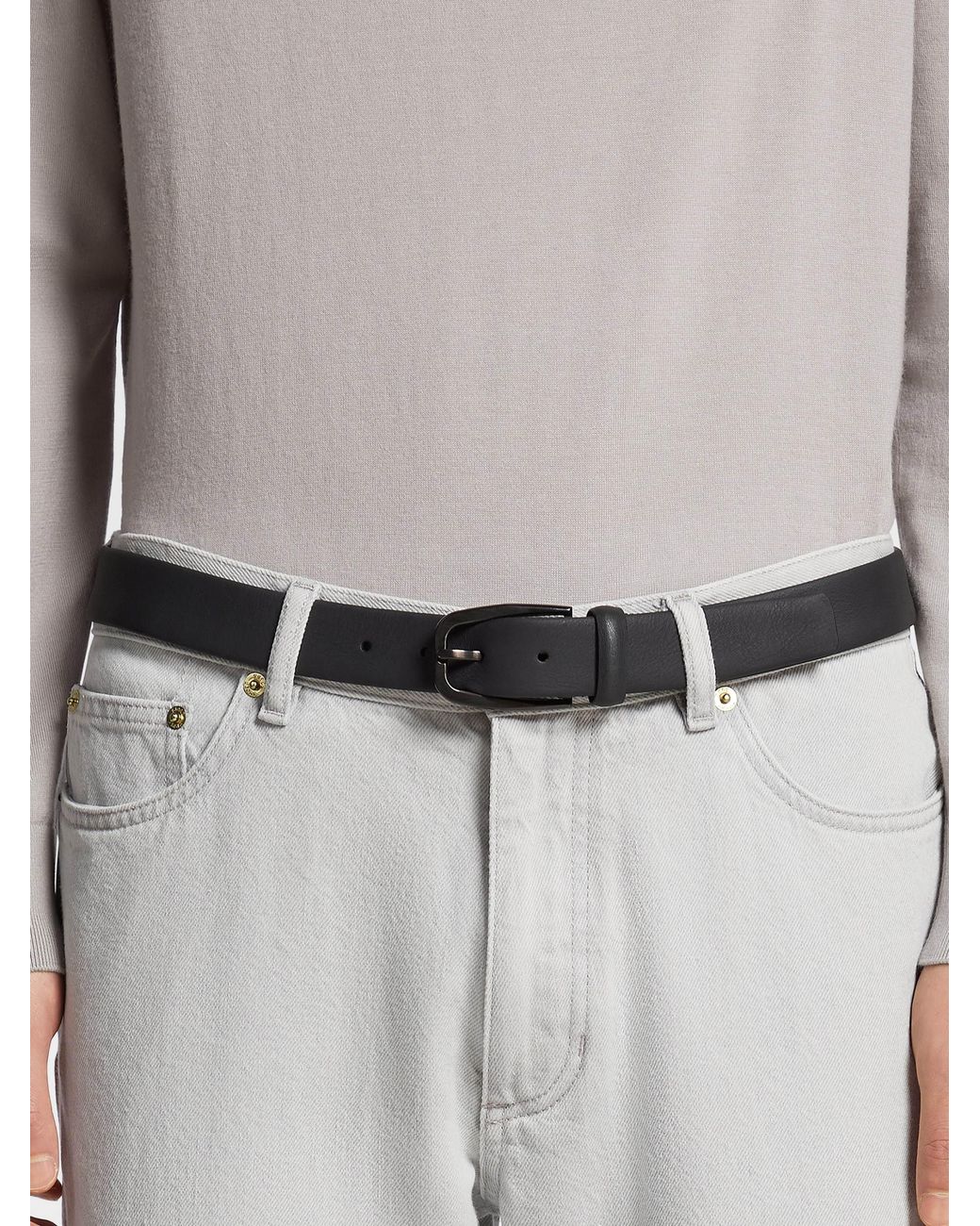 Zegna Brown Classic Buckle Belt for men