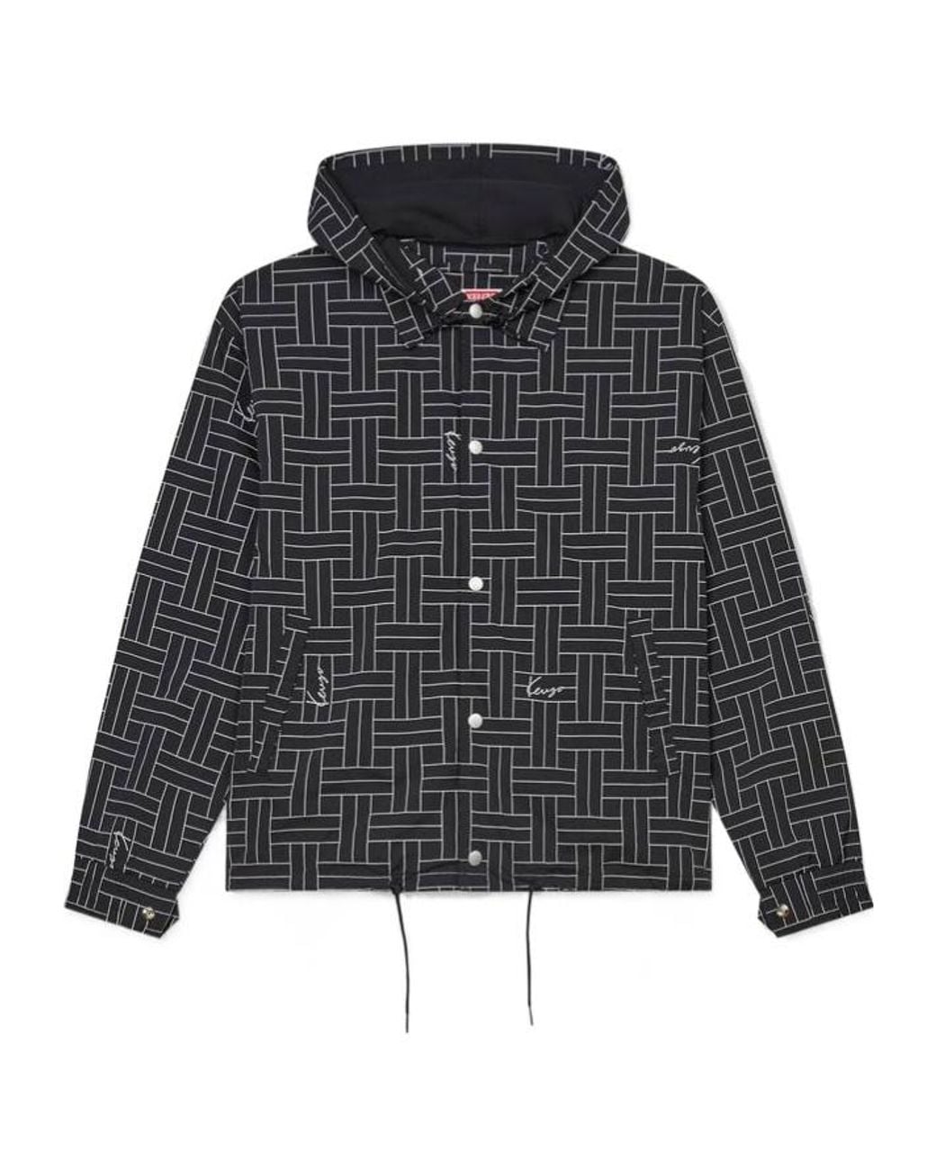 KENZO Black Weave Printed Windbreaker for men