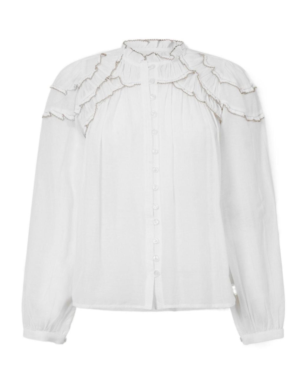 Isabel Marant White Lace Collar Long Sleeve Shirt