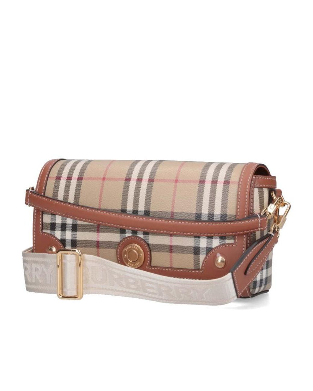 Burberry Brown Checked Foldover-Top Shoulder Bag