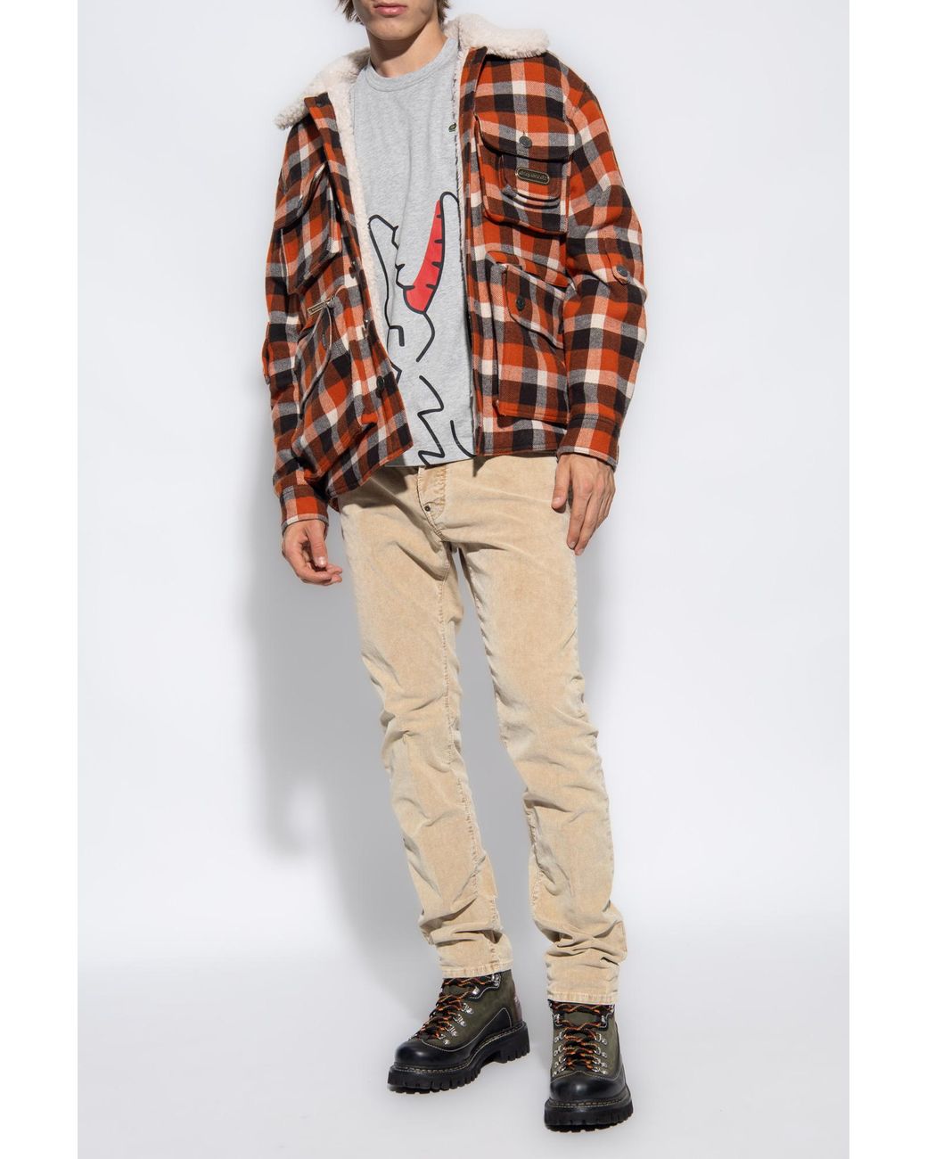 DSquared² Brown Americana Checkered Button-Up Jacket for men