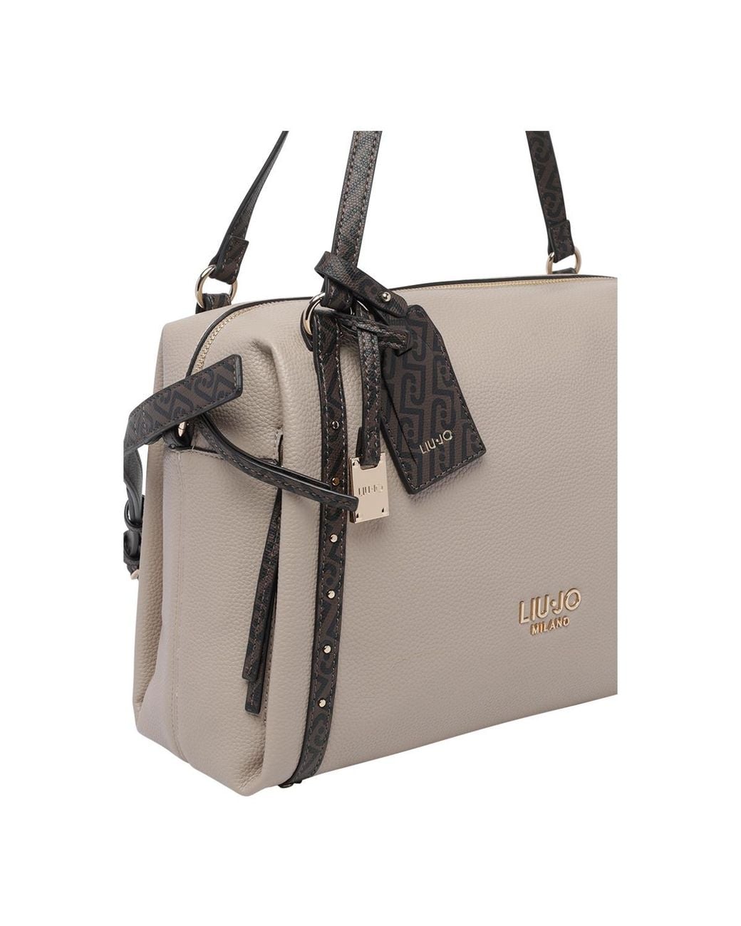 Liu Jo Gray Stud-Trim Structured Bucket Bag