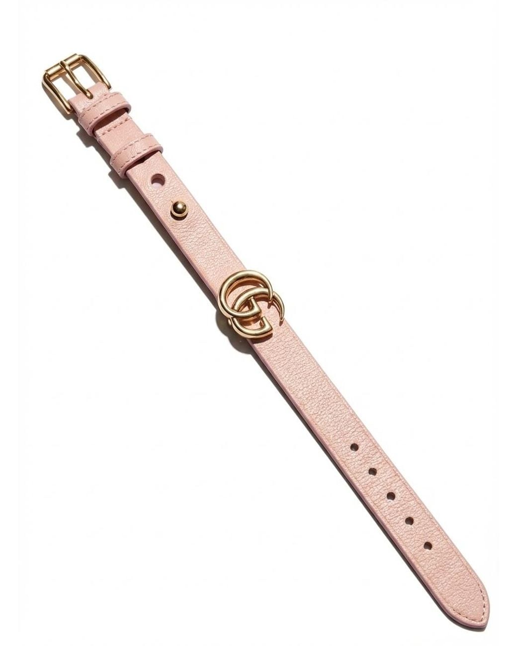 Gucci Metallic Leather Bracelet With Double G