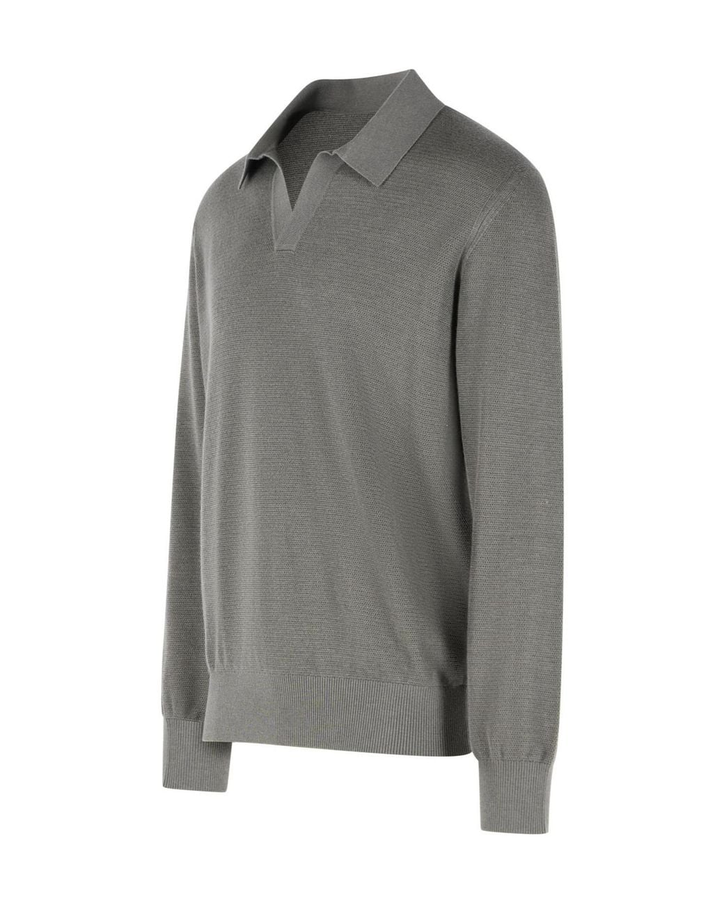 Zegna Gray Mole Ribbed Knit Sweater for men