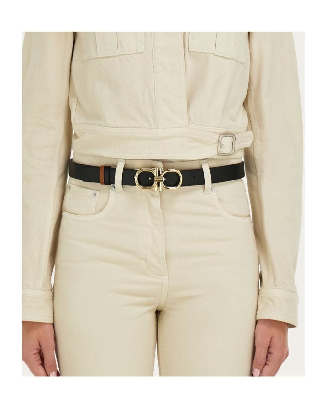 Ferragamo White Reversible And Adjustable Gancini Belt