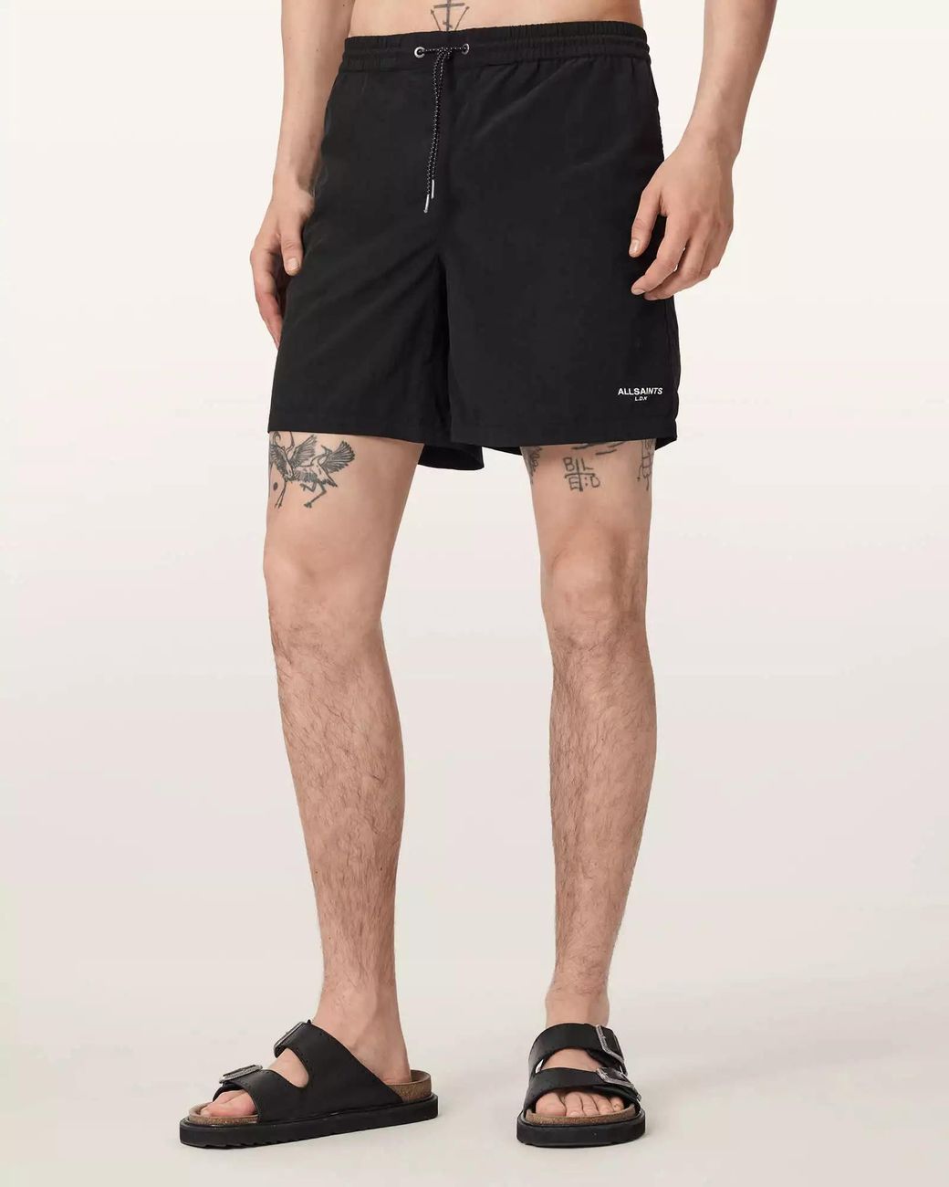 AllSaints Black Drawstring Swimming Trunks for men