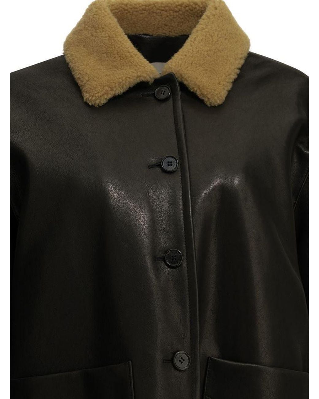 Khaite Black Shearling-Trimmed Leather Jacket
