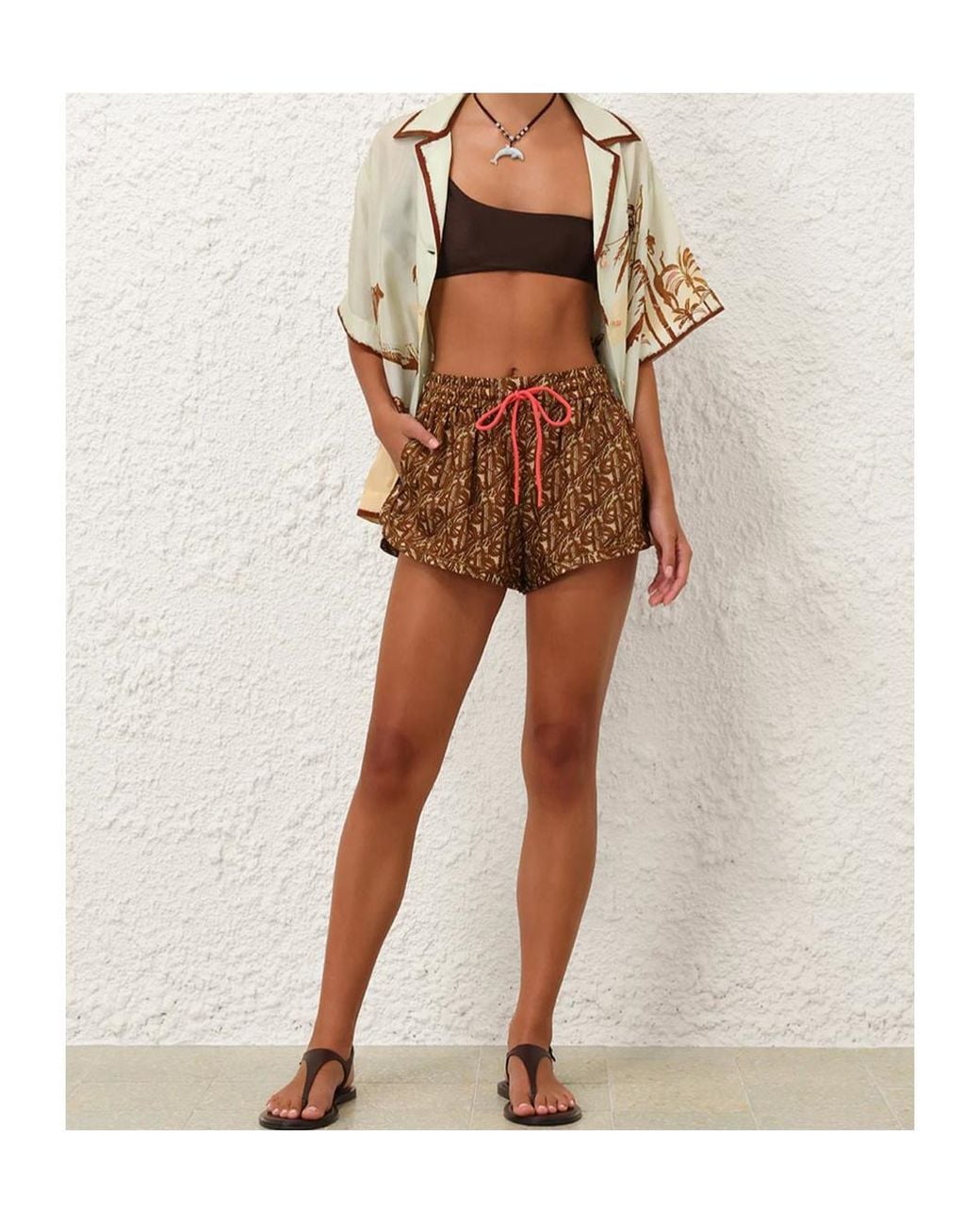 Zimmermann Brown Drawstring Shorts