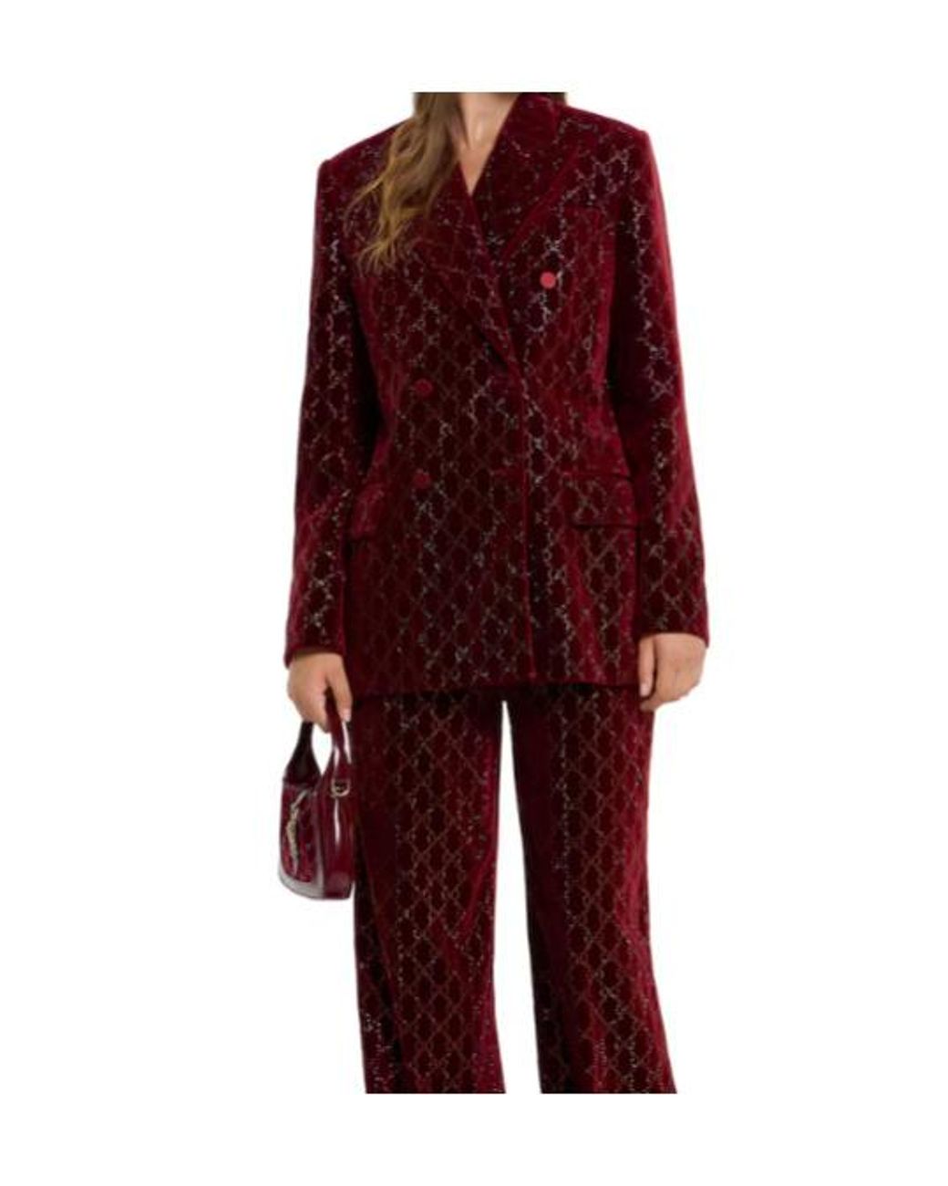 Gucci Red Double Blazer With Gg Crystals