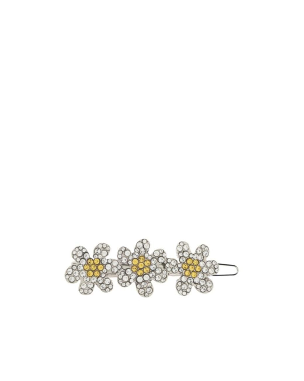 Marni White Floral Embellished Hair Clip