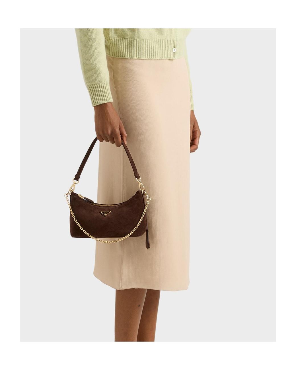 Prada Brown Suede Shoulder Bag