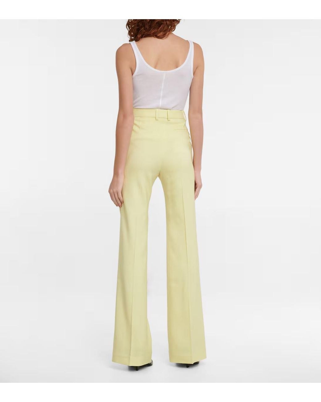 Joseph Yellow Pleated Bell-Bottom Casual Pants