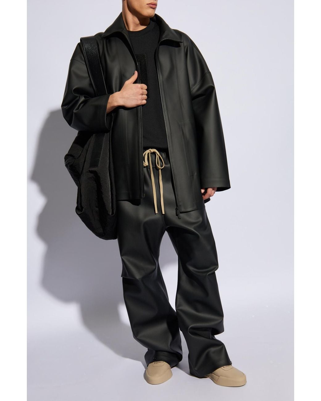 Fear Of God Gray Pleated Wide-Leg Drawstring Trousers for men