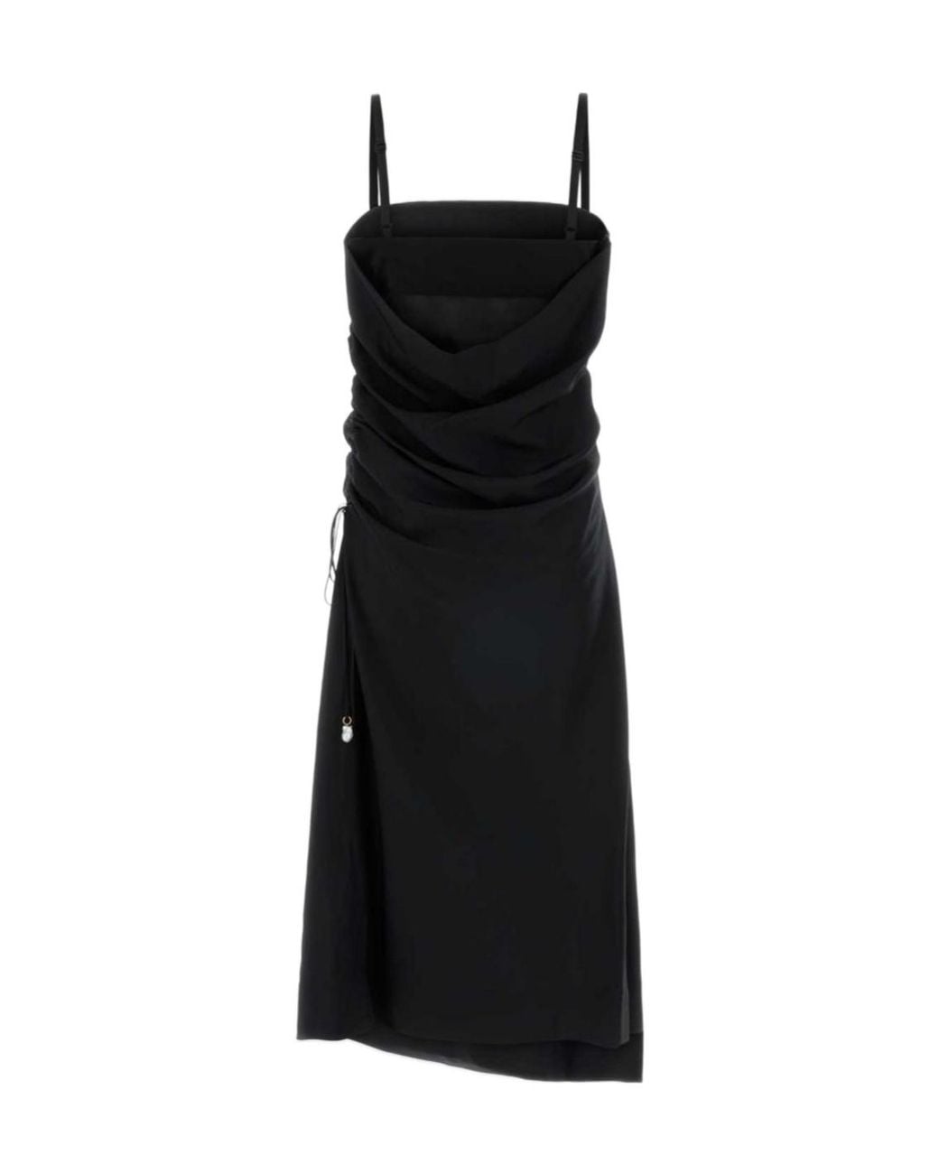 Carven Black Draped Lingerie Dress