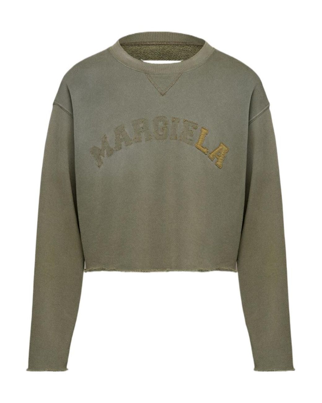 Maison Margiela Green Logo Patch Cropped Sweatshirt