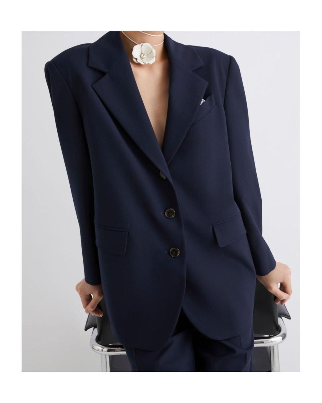 Marella Blue Blazer With Matching Handkerchief