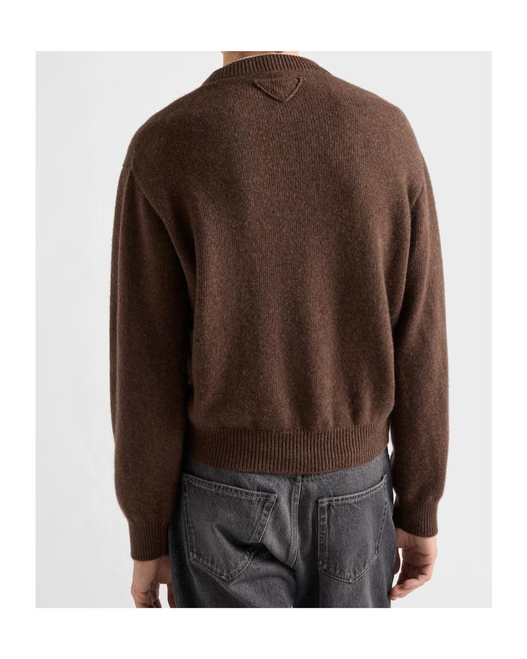 Prada Brown Re-Cashmere Crew-Neck Sweater for men