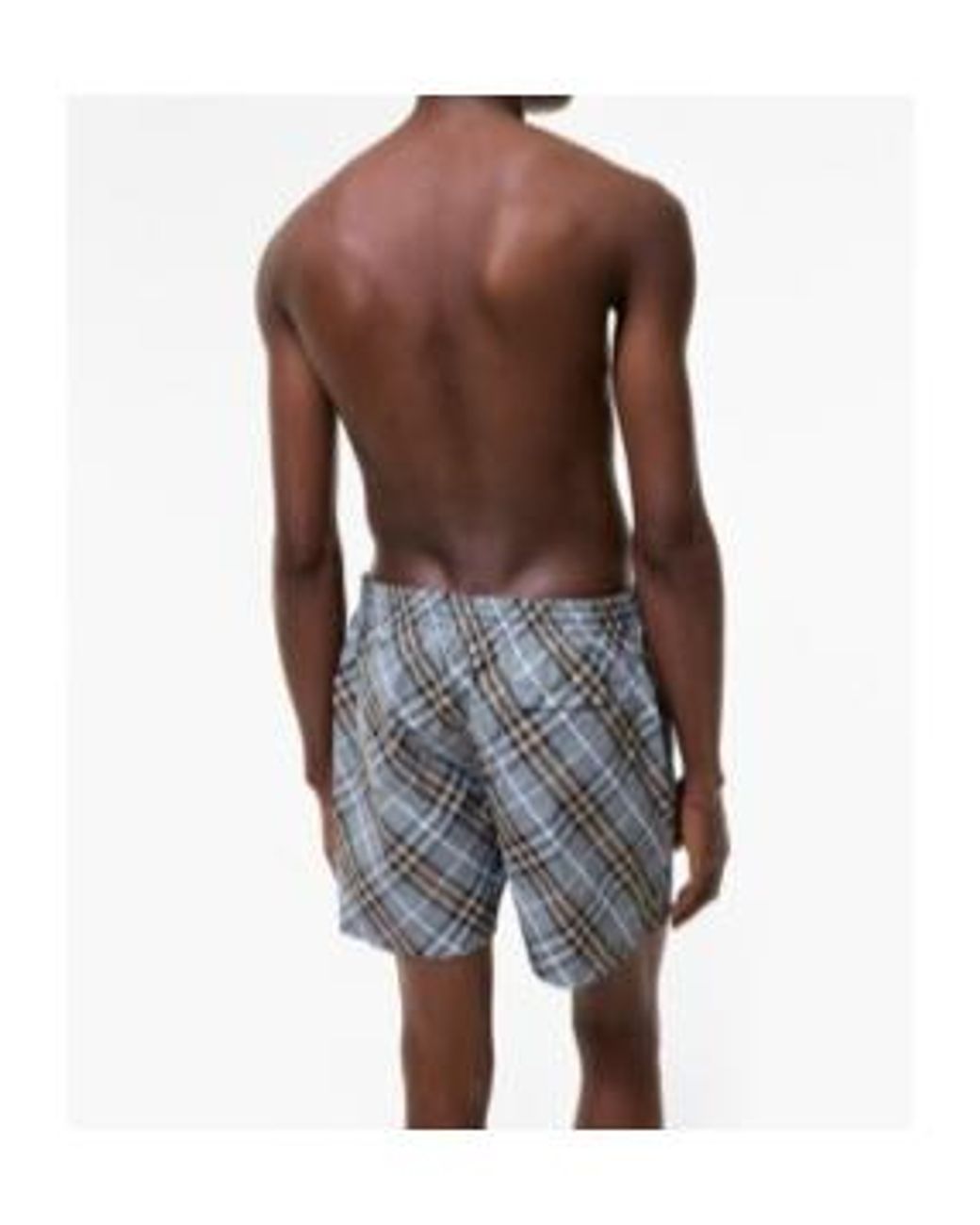 Burberry Gray Check Beach Nylon Shorts for men