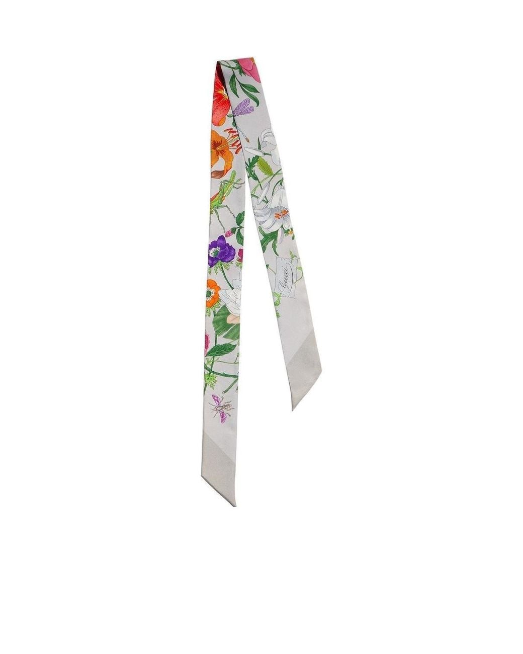 Gucci White Flora Print Ribbon