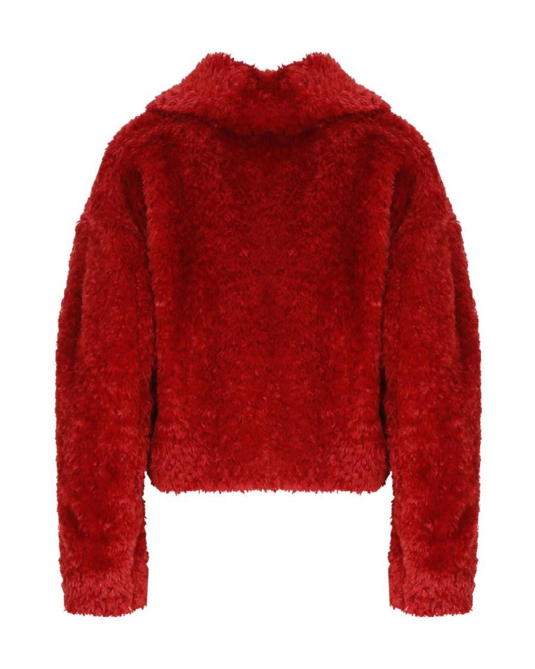 Herno Red Cropped Fur Jacket