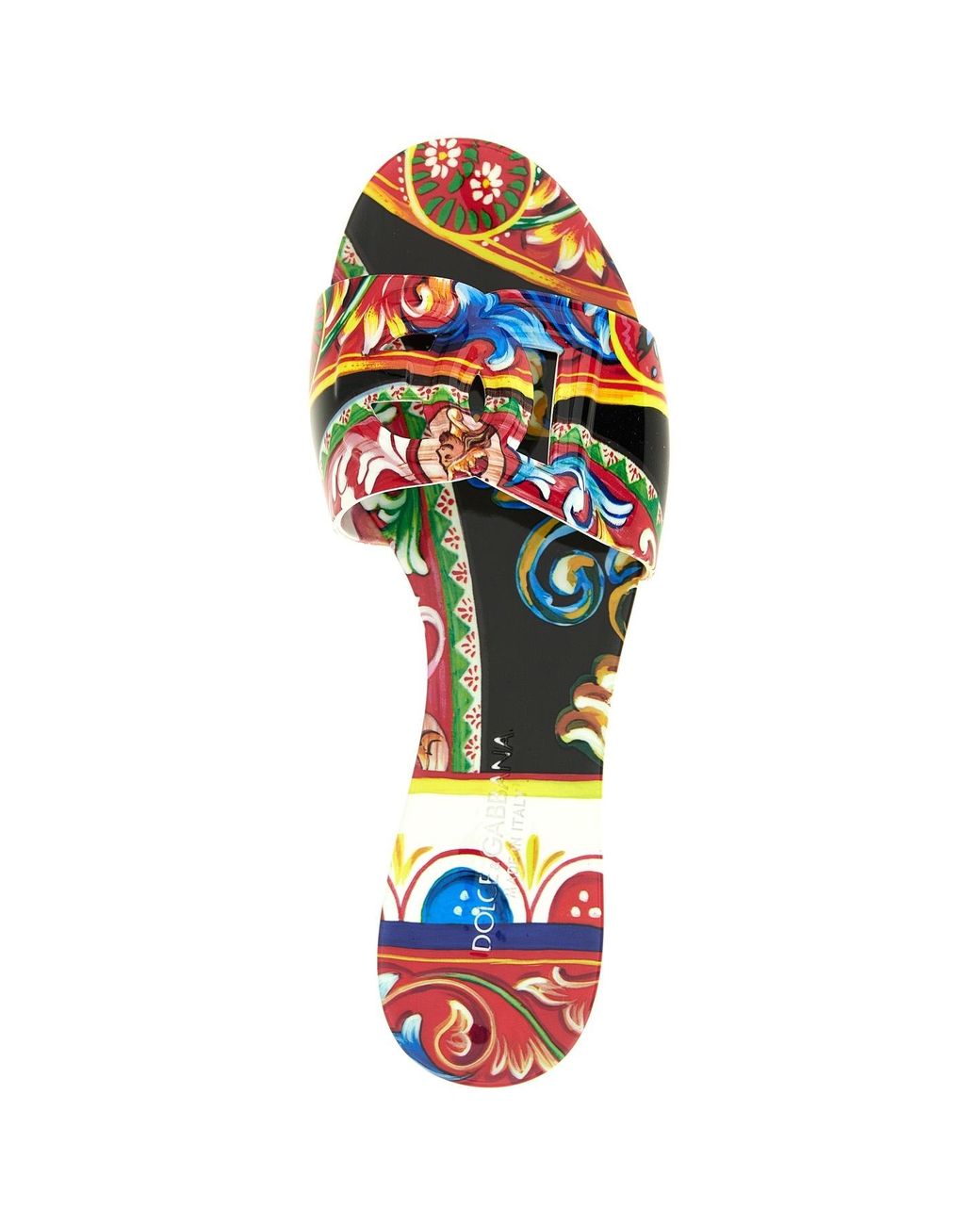 Dolce & Gabbana White Carretto Printed Slides