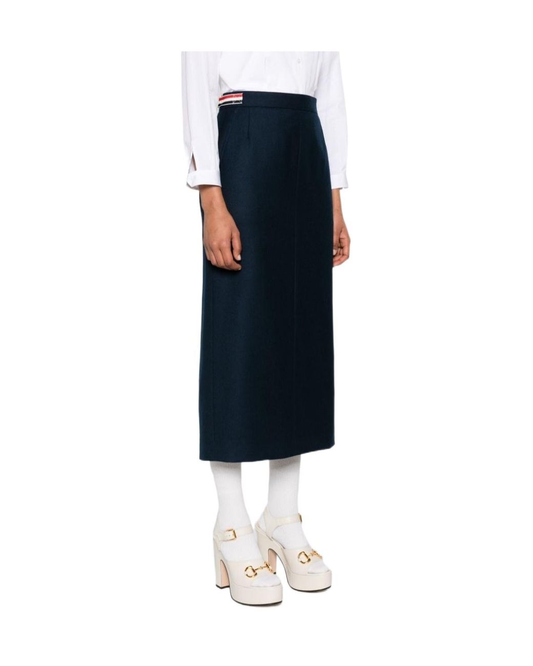 Thom Browne Blue Stripe Detailed Skirt