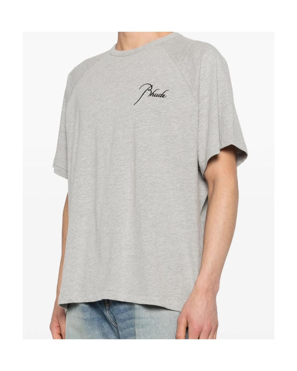Rhude Gray Classique Raglan Logo T-Shirt for men