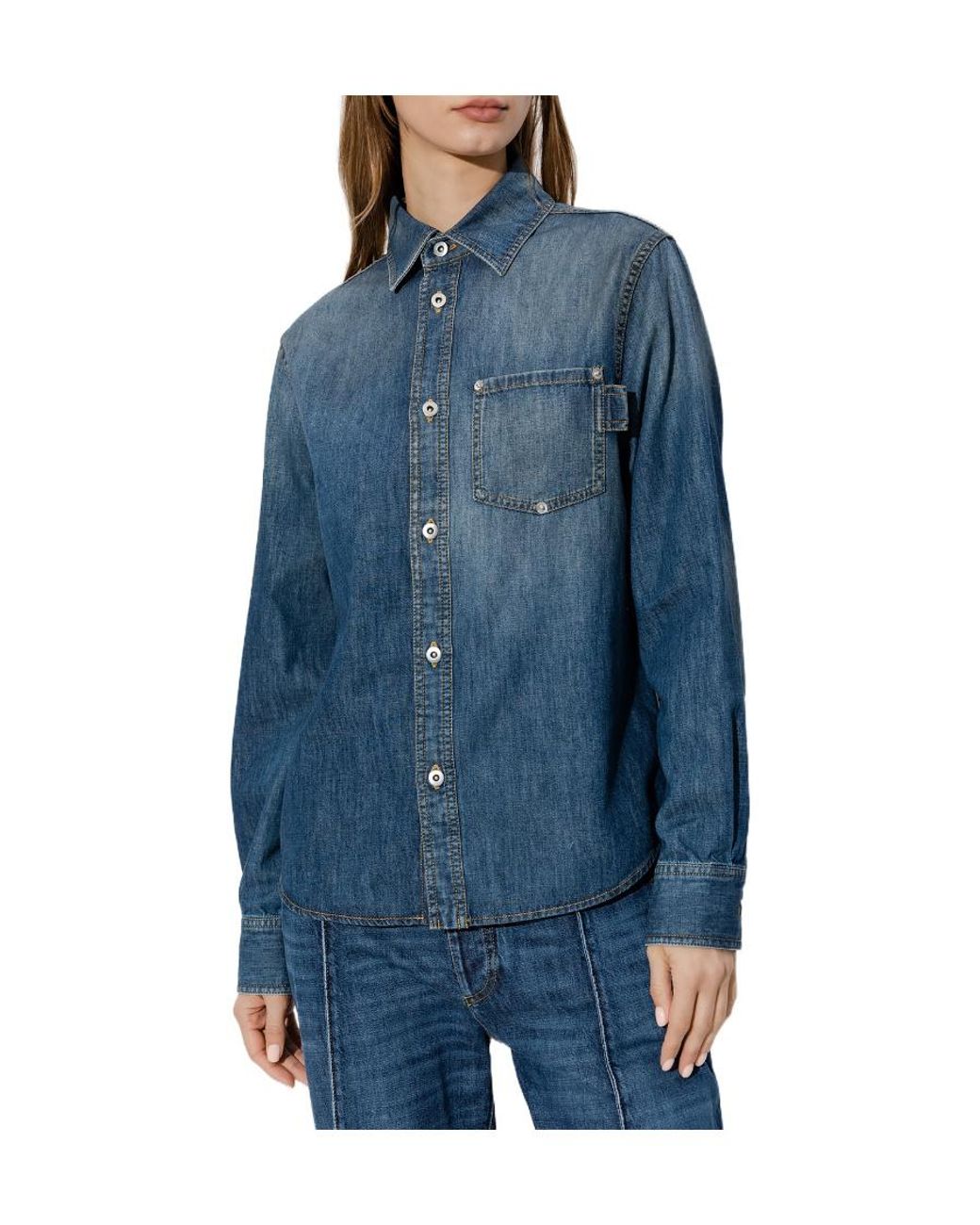 Bottega Veneta Blue Light Washed Denim Shirt