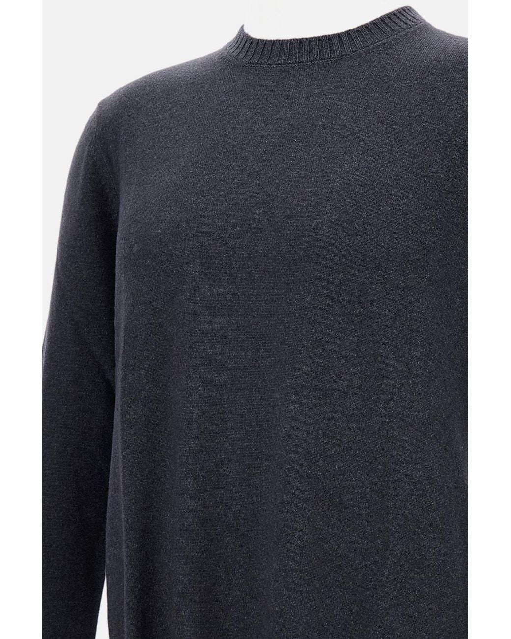 Gran Sasso Blue Ribbed Details Vintage Crew Neck Jumper for men