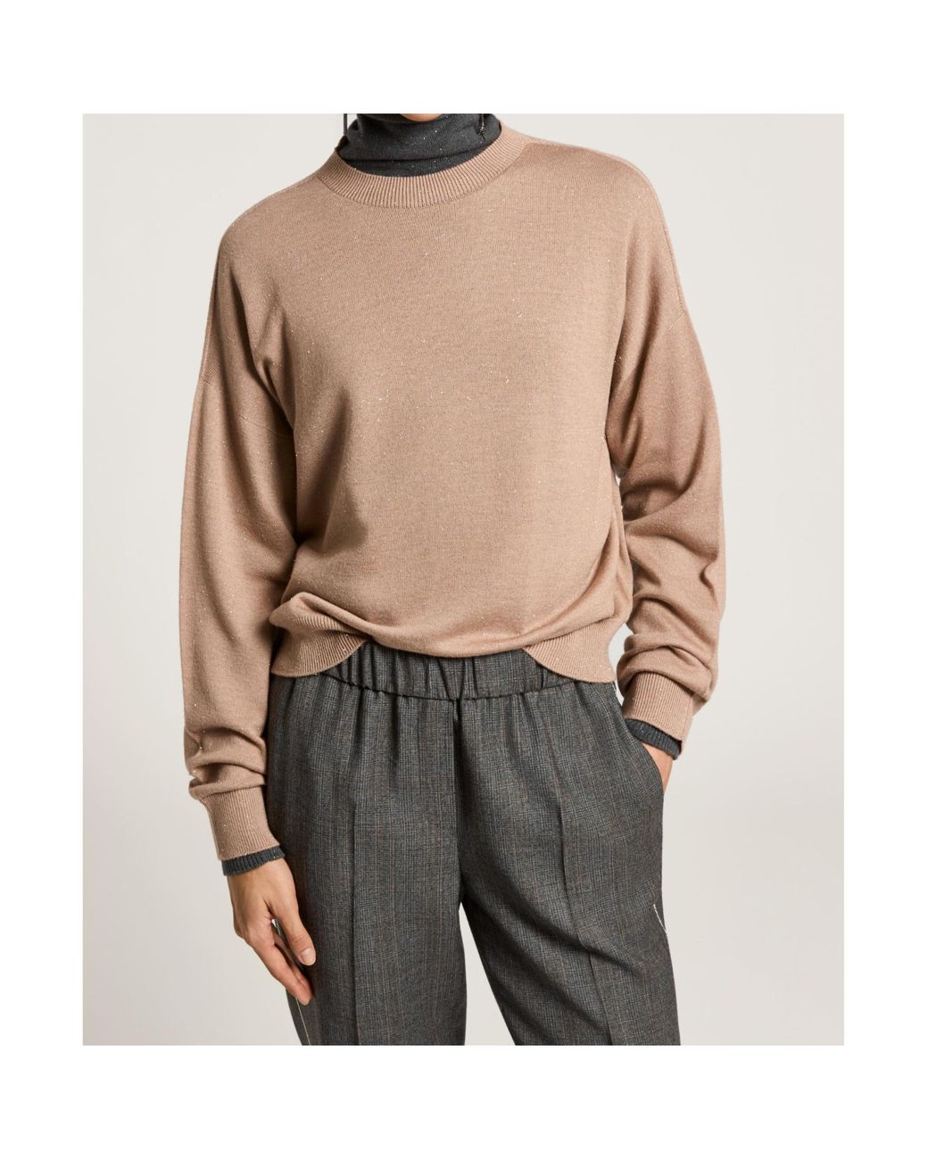 Peserico Brown Sequined Knit Sweater