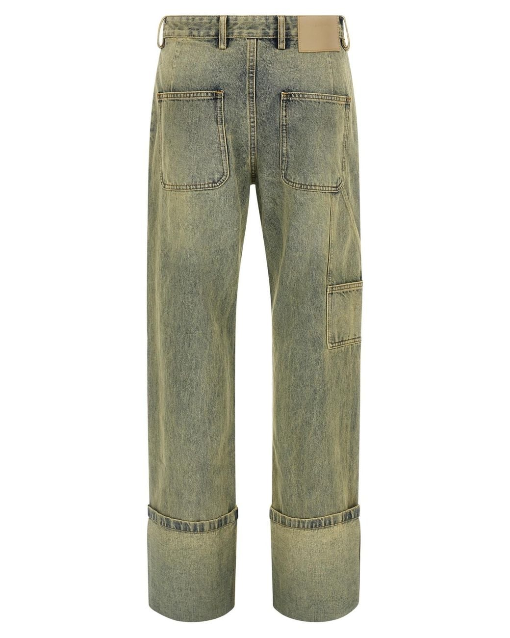 Entire studios Green Denim Trousers With Belt Loops