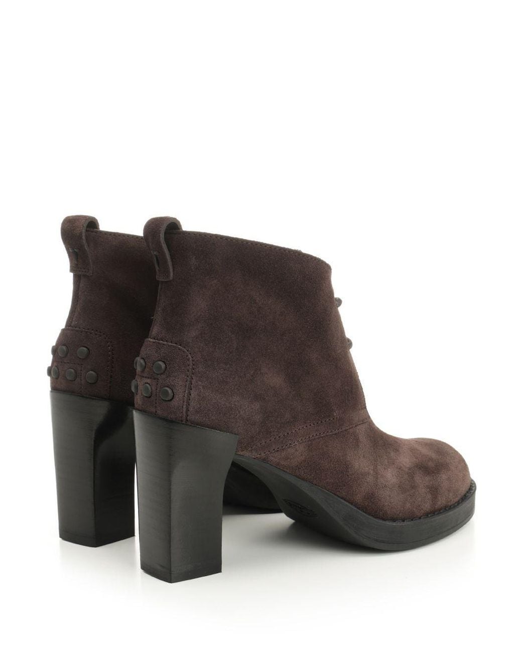 Tod's Brown Round-Toe Lace-Up Ankle Boots