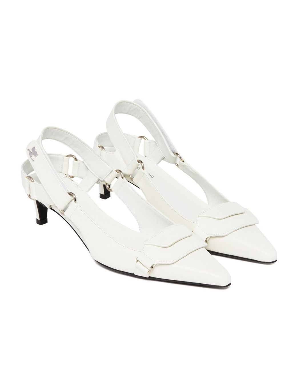 Courreges White 60Mm Pointed-Toe Leather Pumps