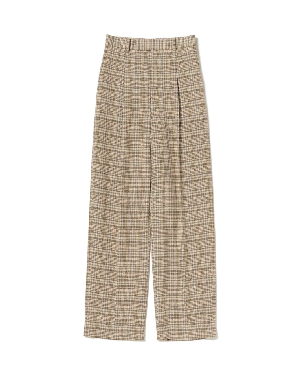 Auralee Natural Check-Pattern Trousers