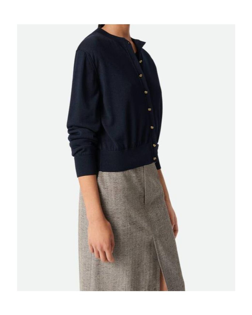 Bottega Veneta Blue Long-Sleeved Knitted Cardigan