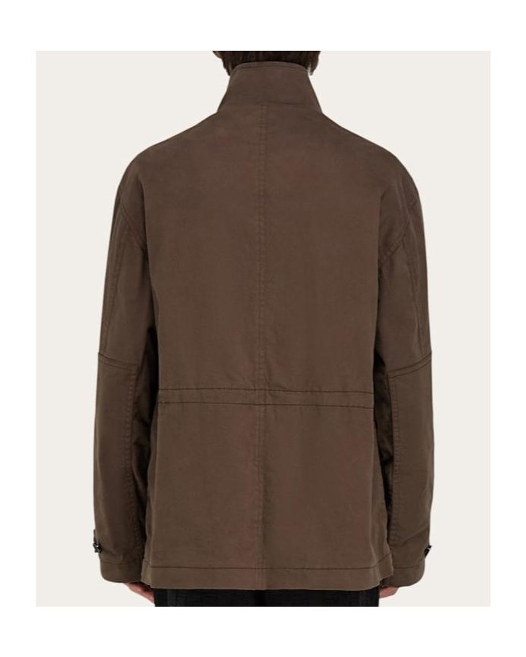 Ferragamo Brown Ferragamo High Neck Concealed Fastened Jacket for men