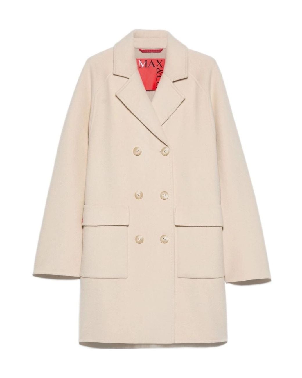 MAX&Co. White Double-Layered Wool Coat