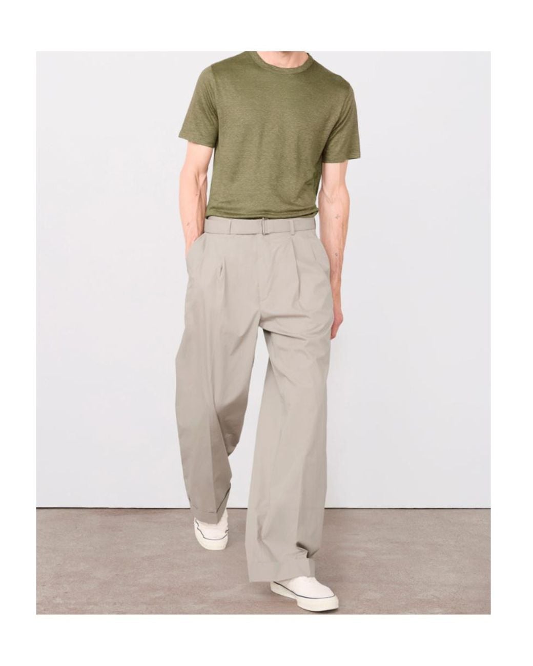 Officine Generale Green Officine Générale Garment-Dyed Linen T-Shirt for men