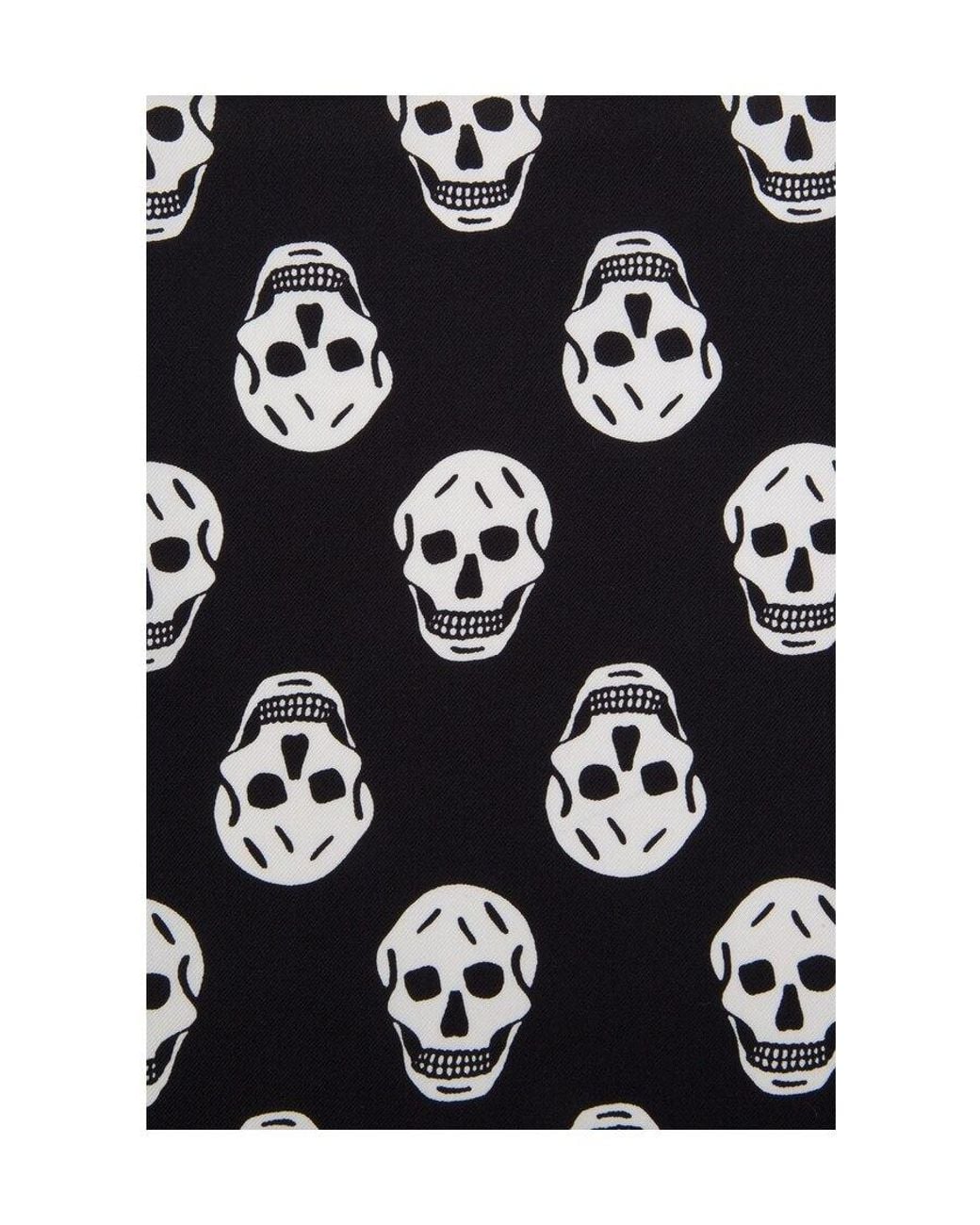 McQueen White Skull Print Scarf