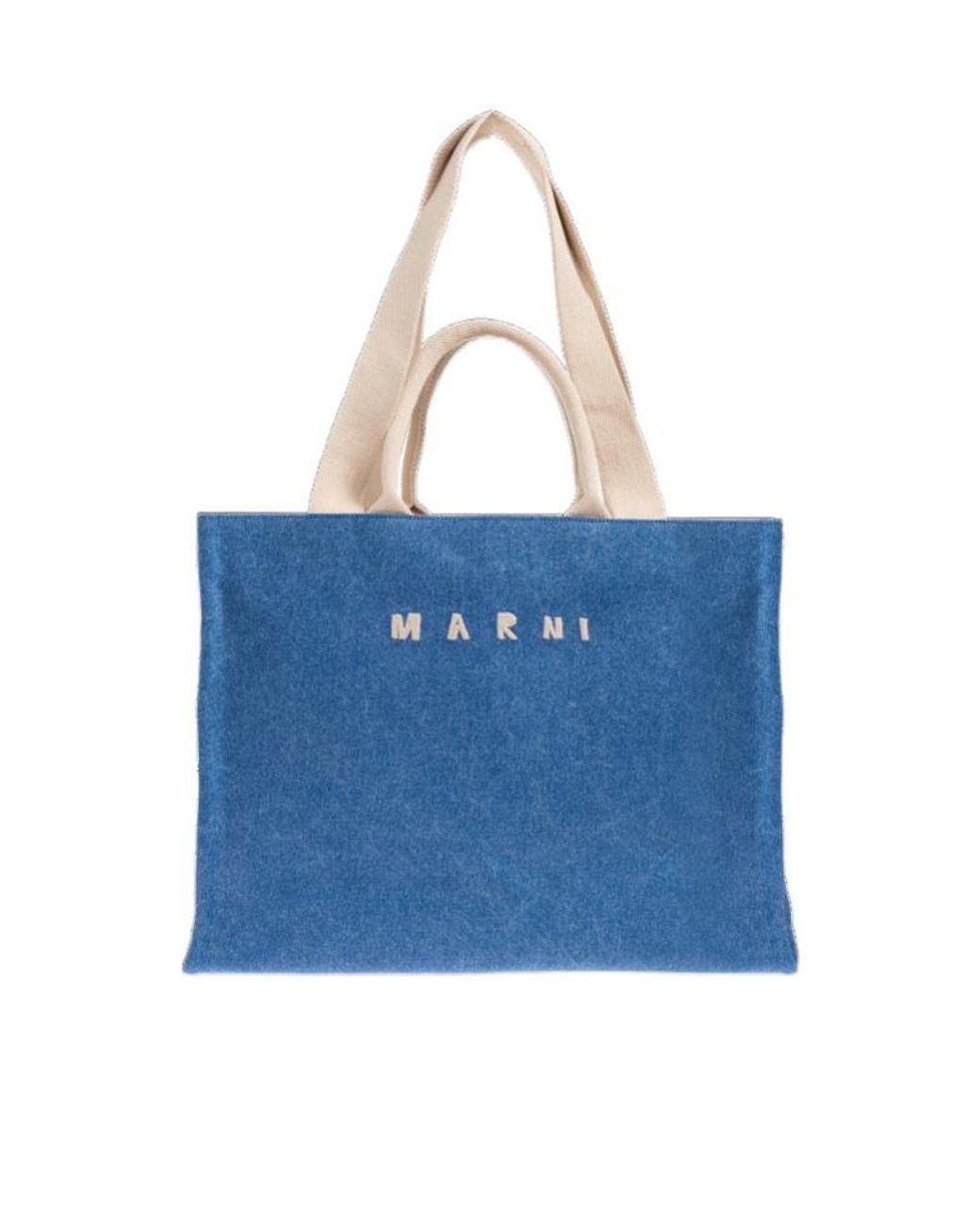Marni Blue Logo-Detailed Large Shopper Bag