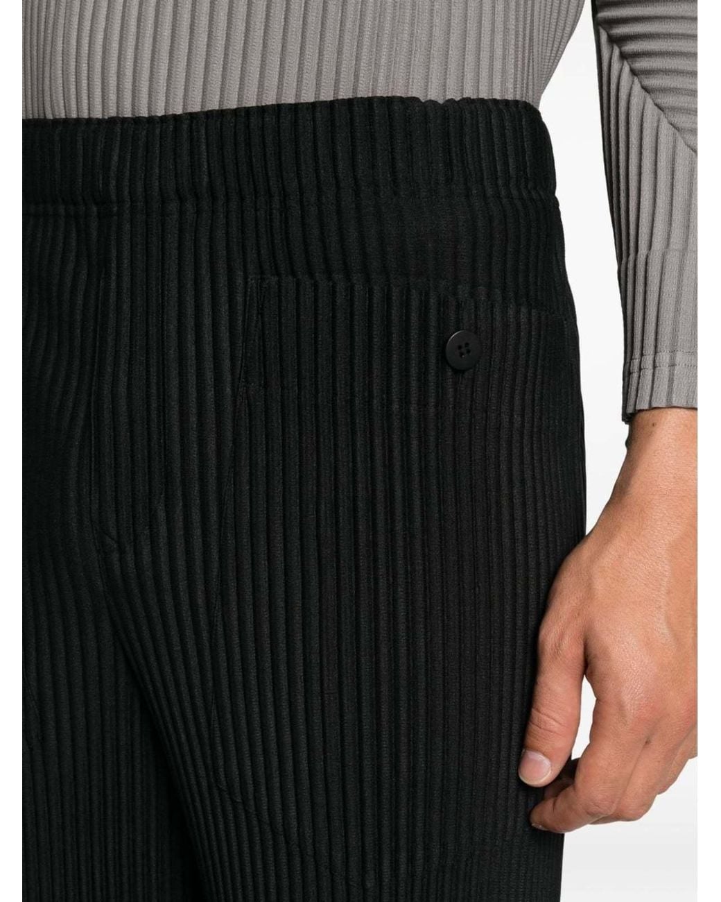 Homme Plissé Issey Miyake Black Pleated Casual Trousers for men