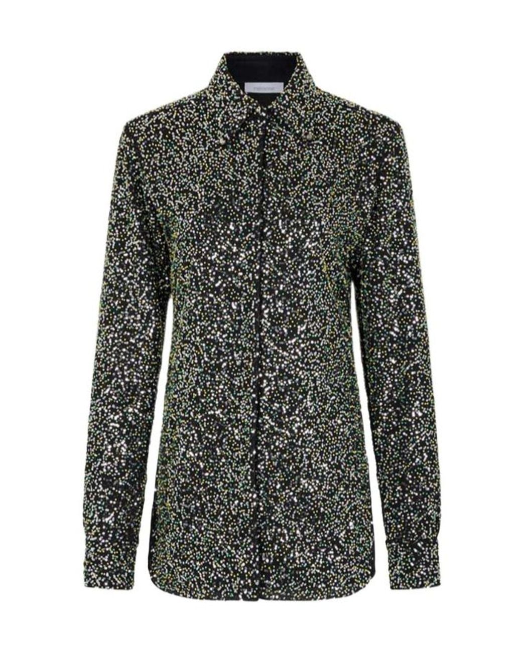 Rabanne Black Rabanne Embellished Long-Sleeved Shirt
